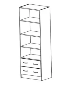ARMADIO 2 ANTE E 2 CASSETTI ROVERE, 61X170X41CM